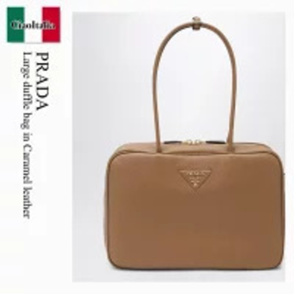 Prada Bag Handbag Duffle Caramel Tan Leather Boston